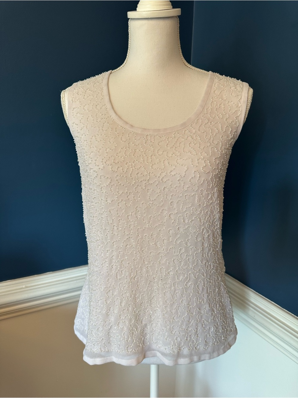 Vintage Spiegel silk sequin beaded halter top S